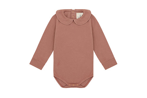 Organic Cotton LS Collared Bodysuit, Leggings and Hat Gift Set, Natural Clay Pink - Beetroot Dye